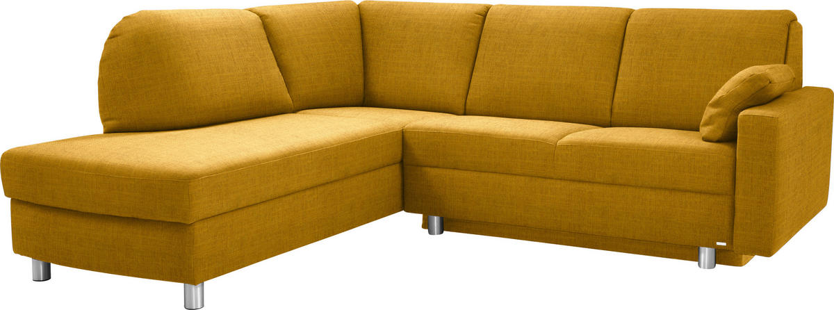 ECKSOFA in Chenille Gelb  208/227 cm  - Gelb/Alufarben, KONVENTIONELL, Textil/Metall (208/227cm) - Sedda