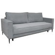 SCHLAFSOFA mit Liegefunktion, Rücken echt, haustierfreundlicher Bezug Cord Grau - Schwarz/Grau, KONVENTIONELL, Textil/Metall (222/93/98cm) - Carryhome