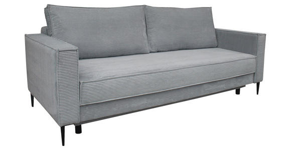 SCHLAFSOFA mit Liegefunktion, Rücken echt, haustierfreundlicher Bezug Cord Grau - Schwarz/Grau, KONVENTIONELL, Textil/Metall (222/93/98cm) - Carryhome