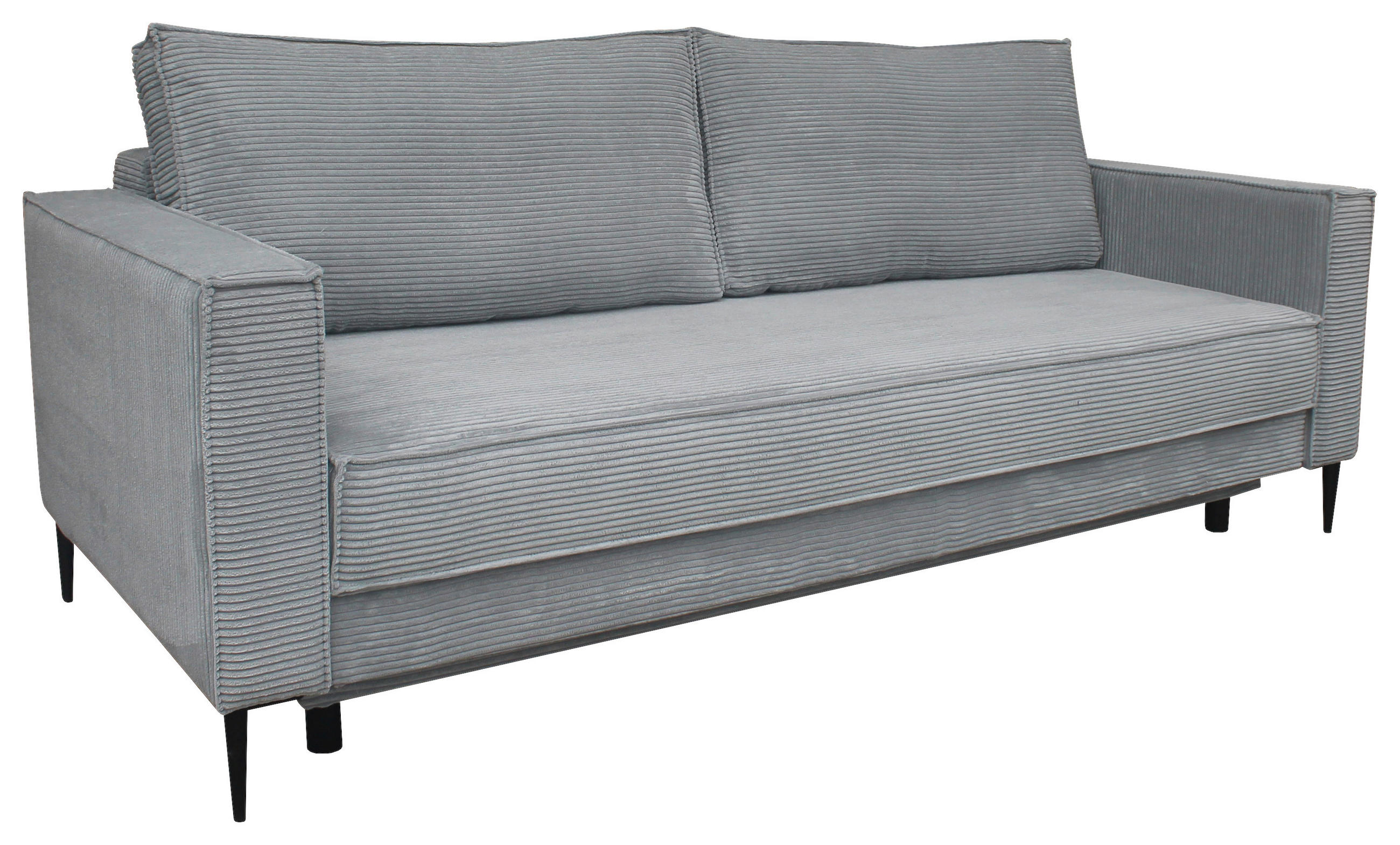 SCHLAFSOFA Cord Grau  - Schwarz/Grau, KONVENTIONELL, Textil/Metall (222/93/98cm) - Carryhome
