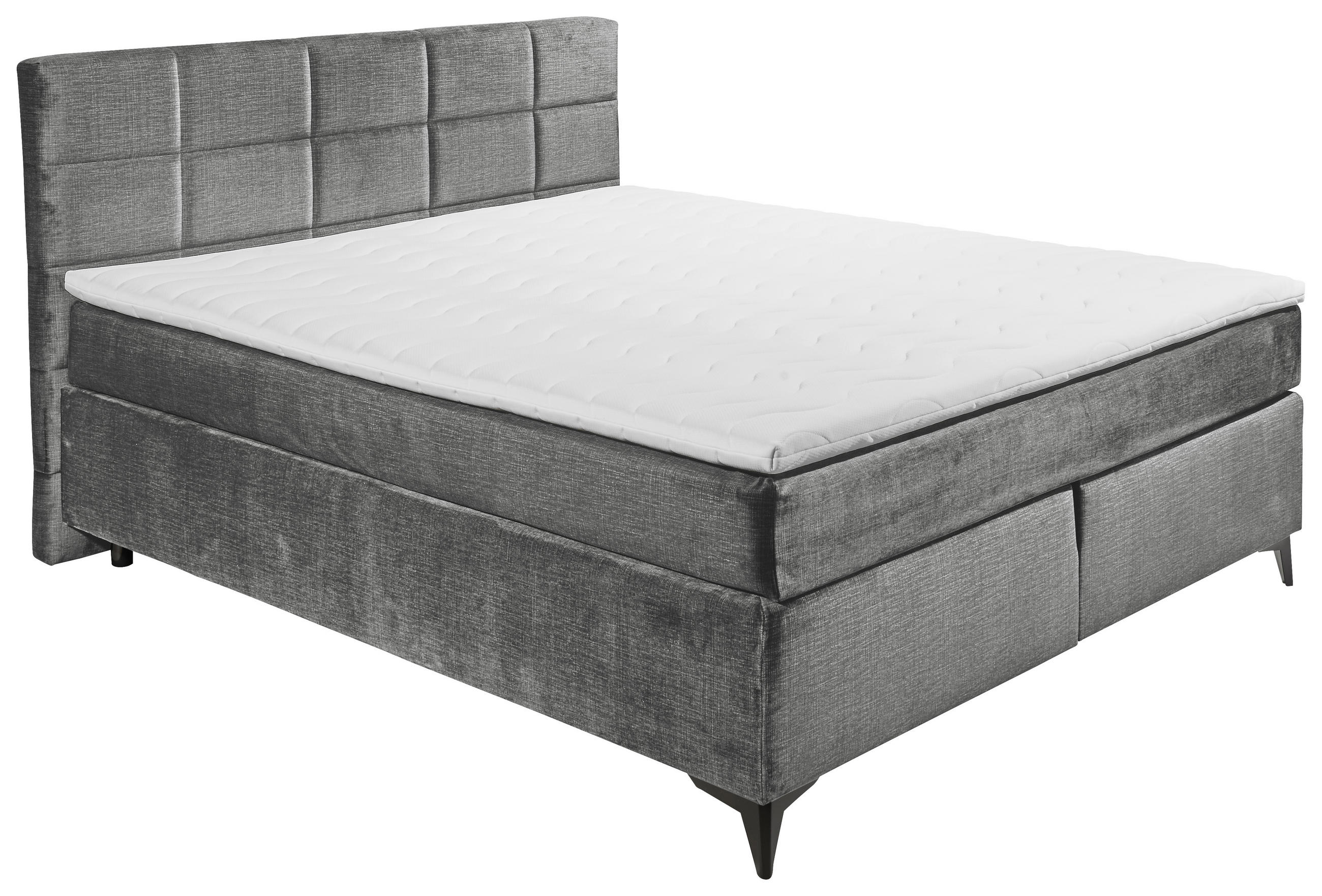 BOXSPRINGBETT 180/200 cm  in Grau  - Schwarz/Grau, Design, Holzwerkstoff/Kunststoff (180/200cm) - Xora