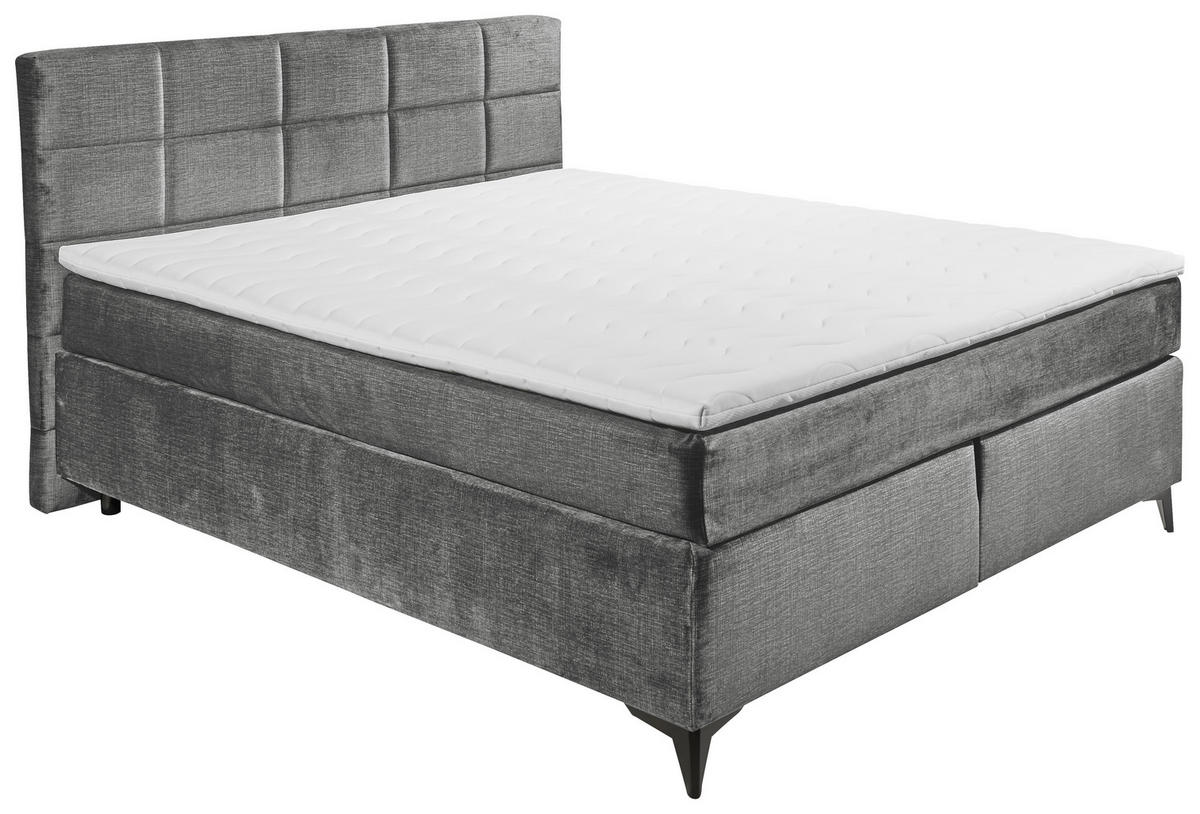 BOXSPRINGBETT 180/200 cm  in Grau  - Schwarz/Grau, Design, Holzwerkstoff/Kunststoff (180/200cm) - Xora