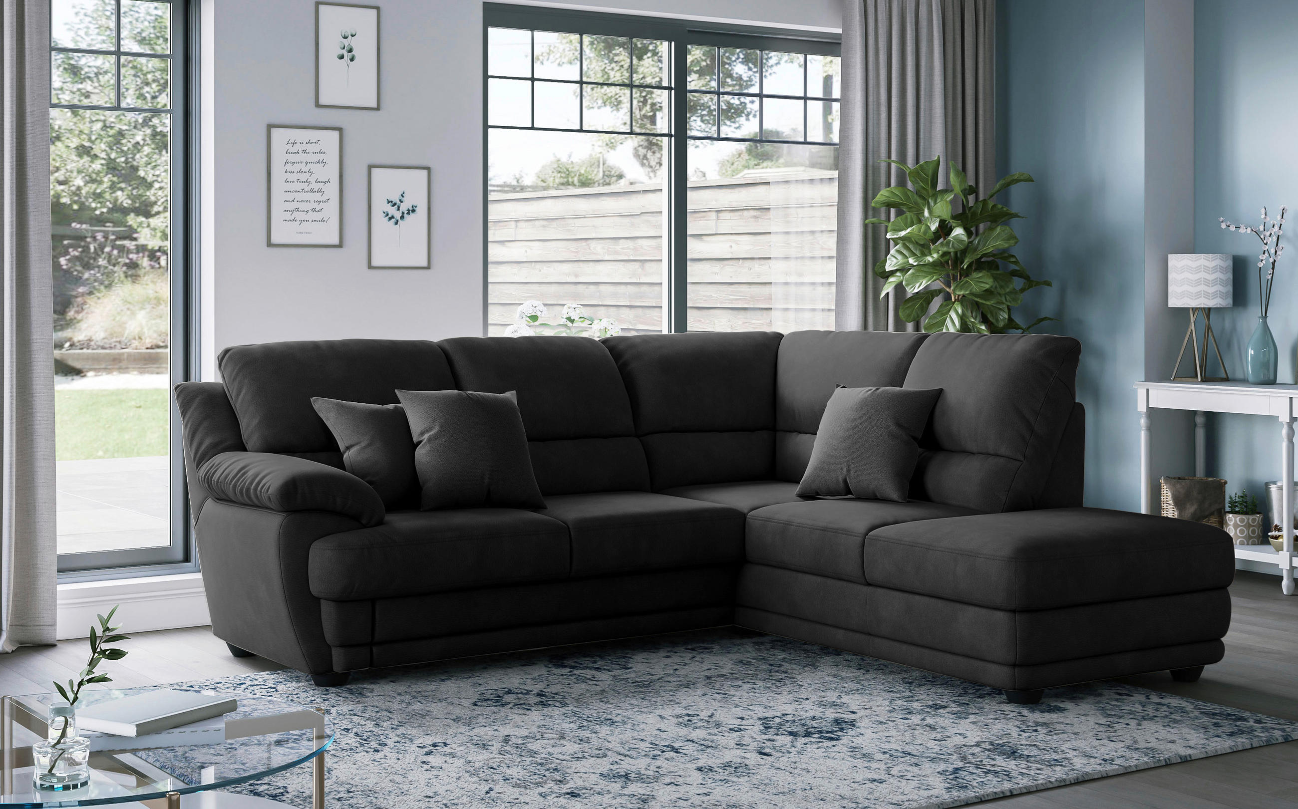 ECKSOFA in Chenille Anthrazit  245/225 cm  - Anthrazit, Design, Kunststoff/Textil (245/225cm) - Livetastic