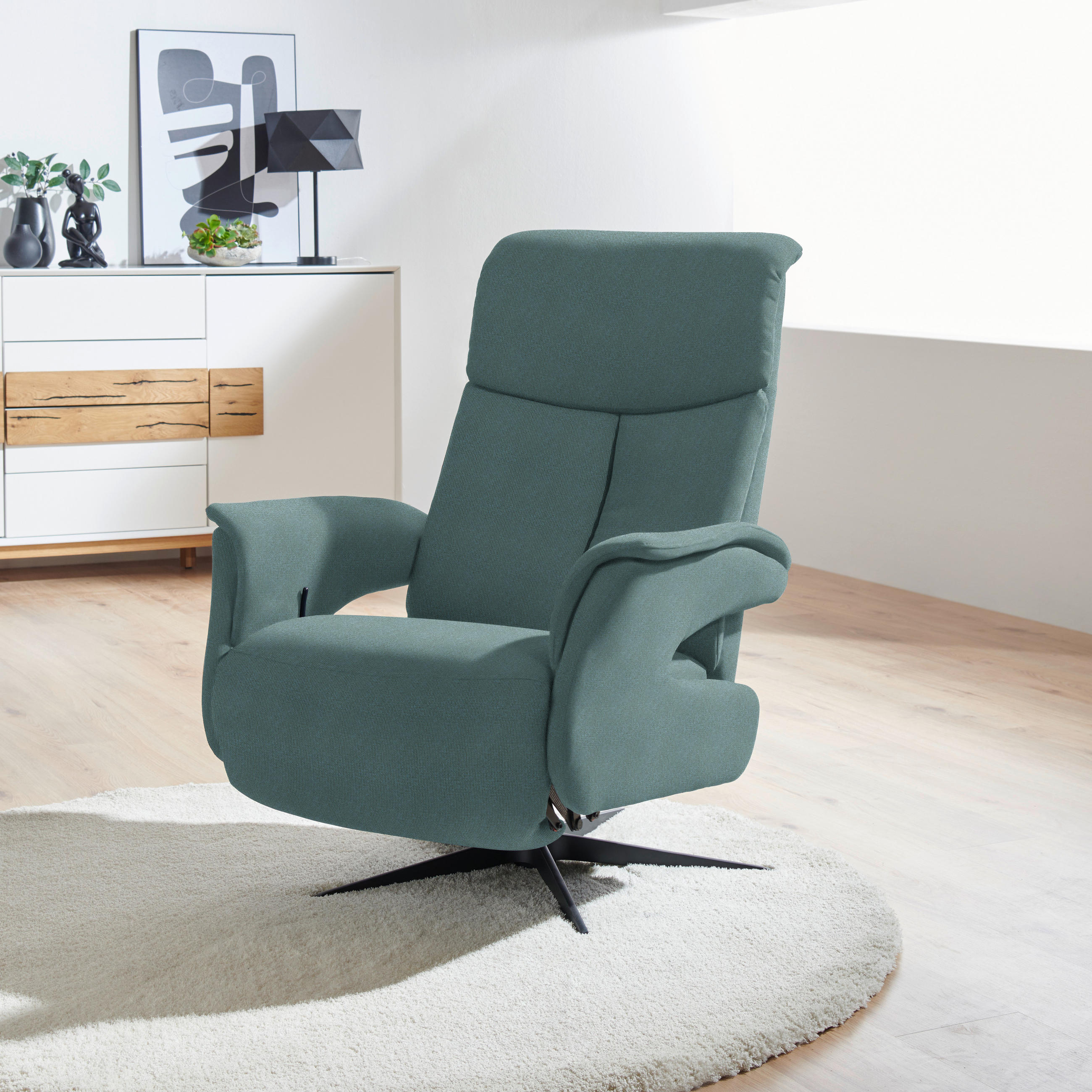 RELAXSESSEL in Textil Petrol  - Petrol/Schwarz, Design, Textil/Metall (78/101/88cm) - Welnova