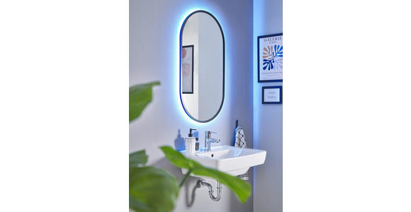 BADEZIMMERSPIEGEL 50/90/5 cm  - Silberfarben/Schwarz, KONVENTIONELL, Glas/Metall (50/90/5cm) - Linea Natura