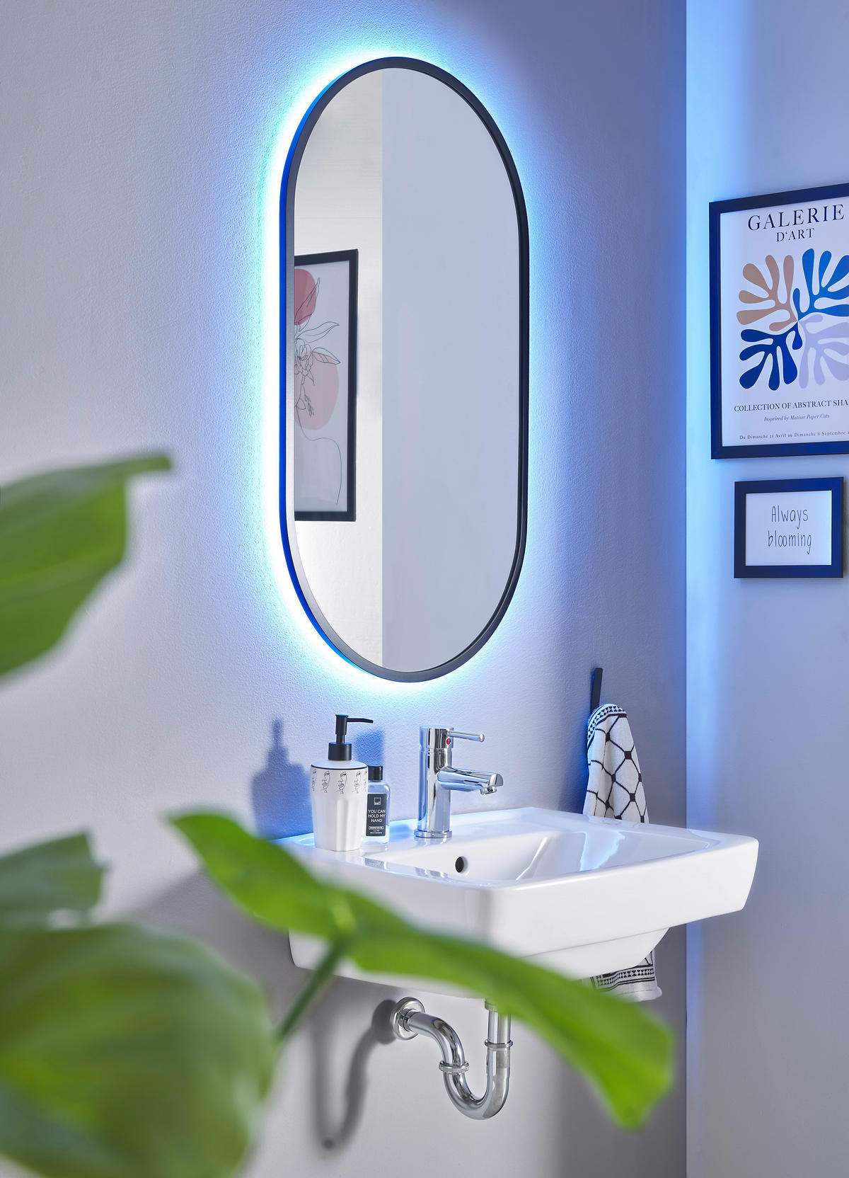 BADEZIMMERSPIEGEL 50/90/5 cm  - Silberfarben/Schwarz, KONVENTIONELL, Glas/Metall (50/90/5cm) - Linea Natura