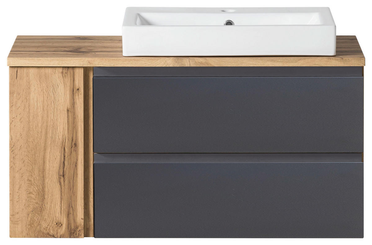 WASCHTISCHKOMBI 105 cm  - Eiche Wotan/Weiß, MODERN, Keramik/Holzwerkstoff (105cm) - Held