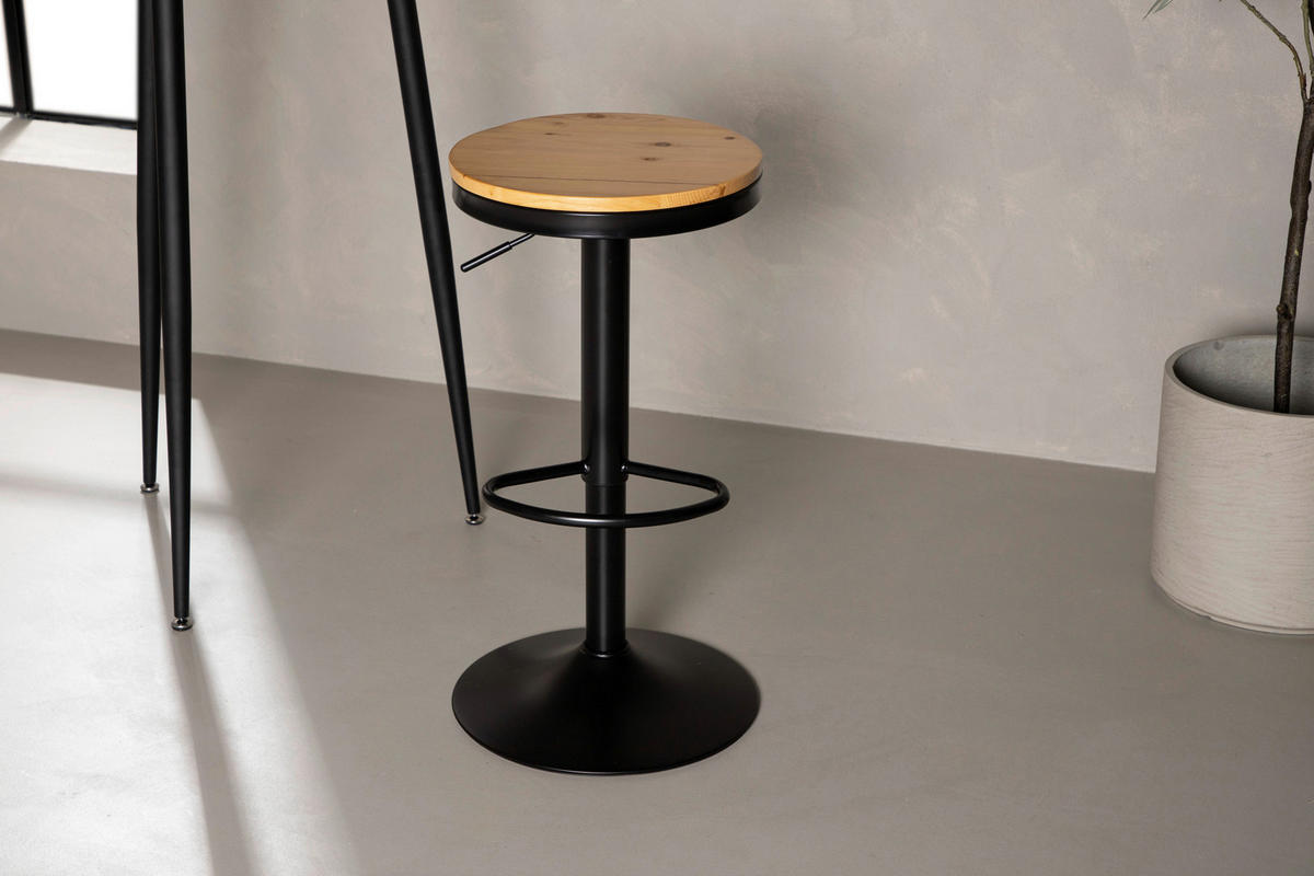 BARHOCKER-SET in Schwarz, Beige  - Beige/Schwarz, Design, Holz/Metall (36.5/80/37cm) - Livetastic