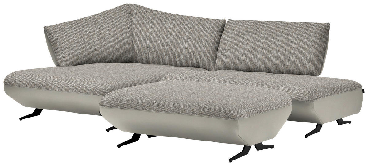ECKSOFA  in Webstoff, Struktur Naturfarben, Sandfarben  172/265 cm  - Sandfarben/Anthrazit, Design, Textil/Metall (172/265cm) - Joop!