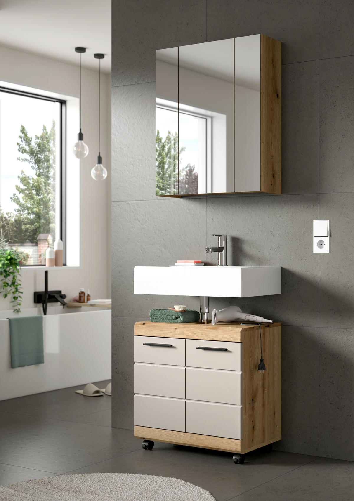 TVÄTTSTÄLLSUNDERSKÅP 60/60/34 cm  - svart/kashmir, Trend, trämaterial/plast (60/60/34cm) - MID.YOU