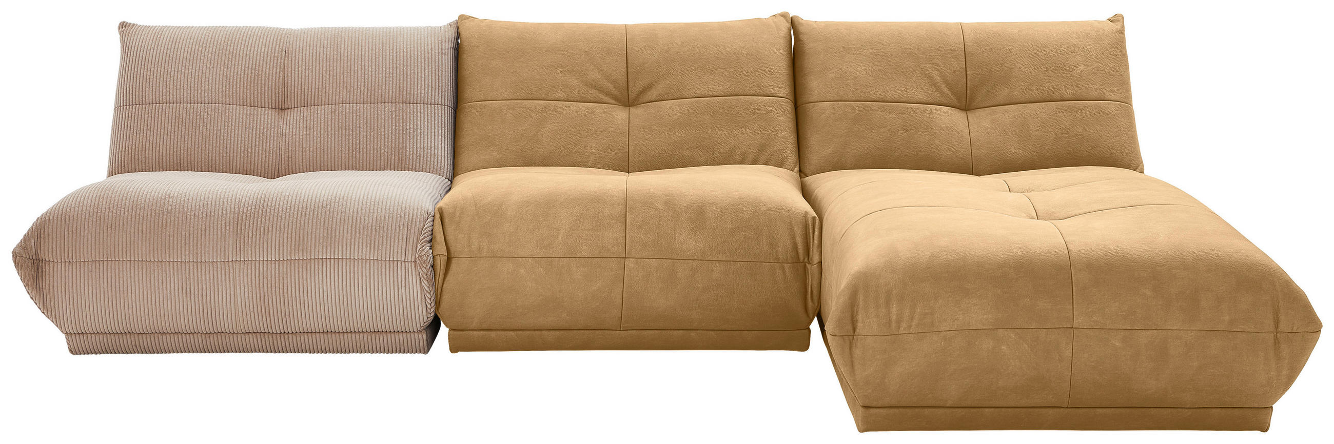 ECKSOFA Taupe, Hellbraun Cord, Lederlook  - Taupe/Hellbraun, Trend, Textil (315/185cm) - Livetastic