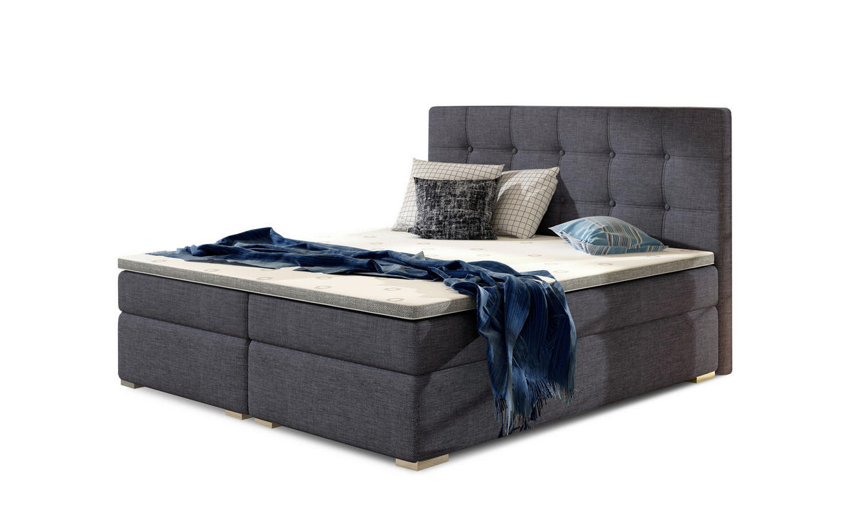 BOXBETT 180/200 cm  in Grau  - Silberfarben/Grau, MODERN, Textil (180/200cm) - MID.YOU