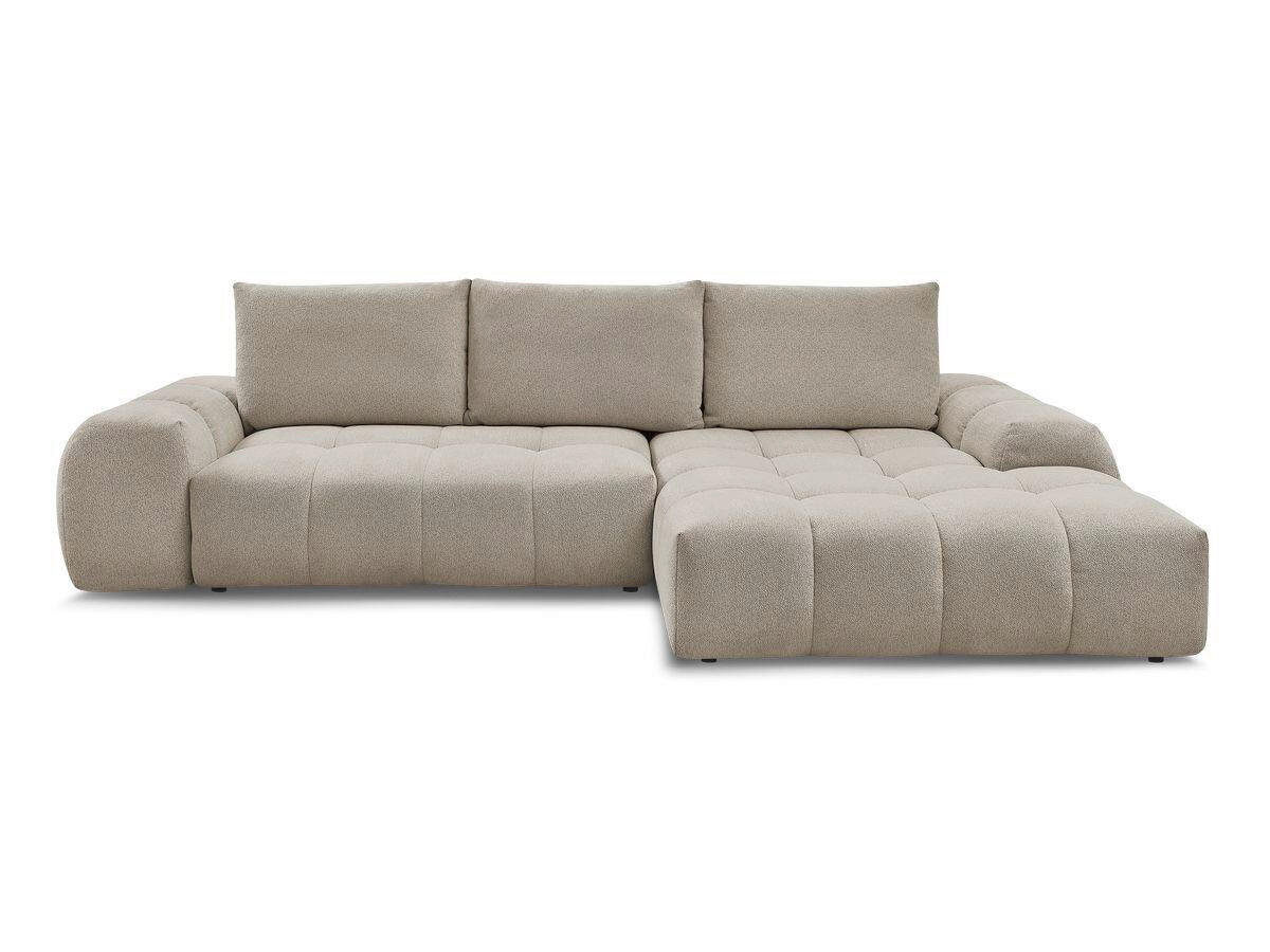 ECKSCHLAFSOFA EVEREST  mit Rücken echt, Armteil links, Armteil rechts Flachgewebe Taupe  - Taupe/Schwarz, MODERN, Kunststoff/Textil (180/318cm) - Livetastic