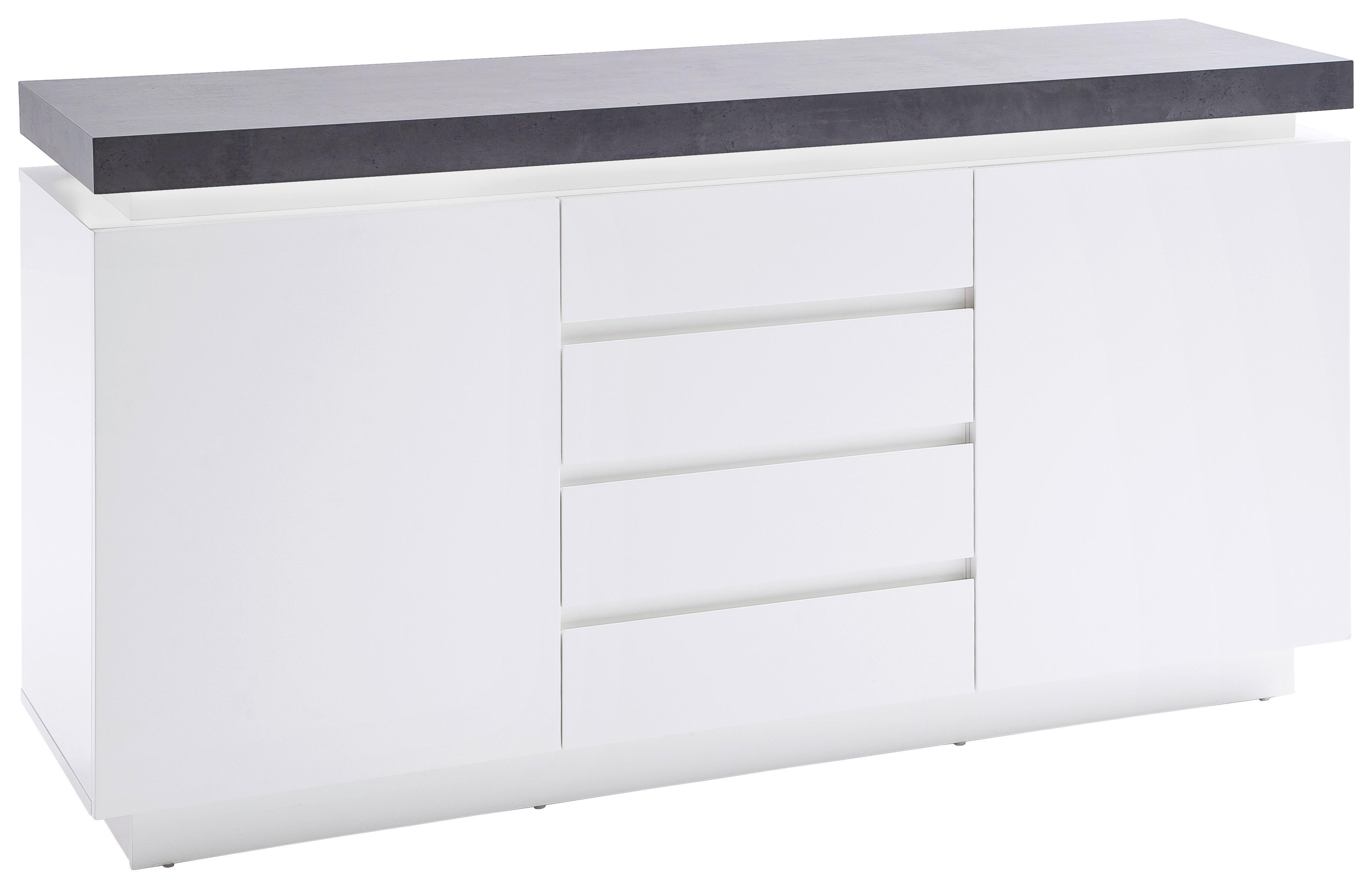 SIDEBOARD Weiß, Dunkelgrau  - Dunkelgrau/Weiß, Design, Holzwerkstoff (150/80/40cm)