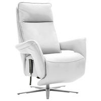 RELAXSESSEL in Leder Weiss  - Weiss/Edelstahlfarben, Design, Leder/Metall (79-83/116/87-176cm) - Valdera
