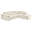 ECKSOFA Creme Flachgewebe Bettkasten, Schlaffunktion, Rücken echt, Liegefläche im Originalstoff  - Creme/Schwarz, KONVENTIONELL, Kunststoff/Textil (280/235cm) - Carryhome
