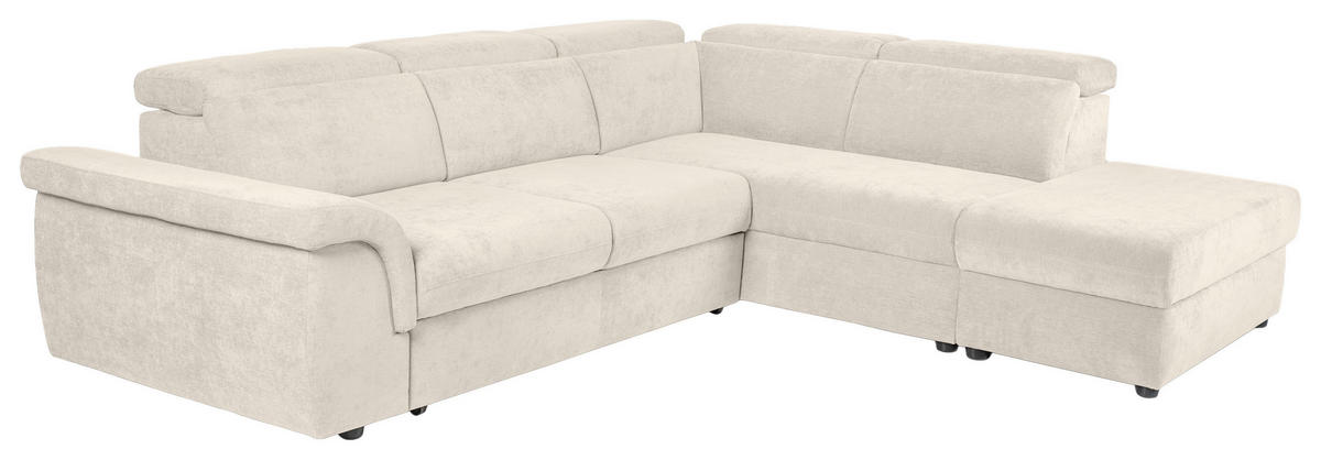 ECKSOFA Creme Flachgewebe  - Creme/Schwarz, KONVENTIONELL, Kunststoff/Textil (280/235cm) - Carryhome