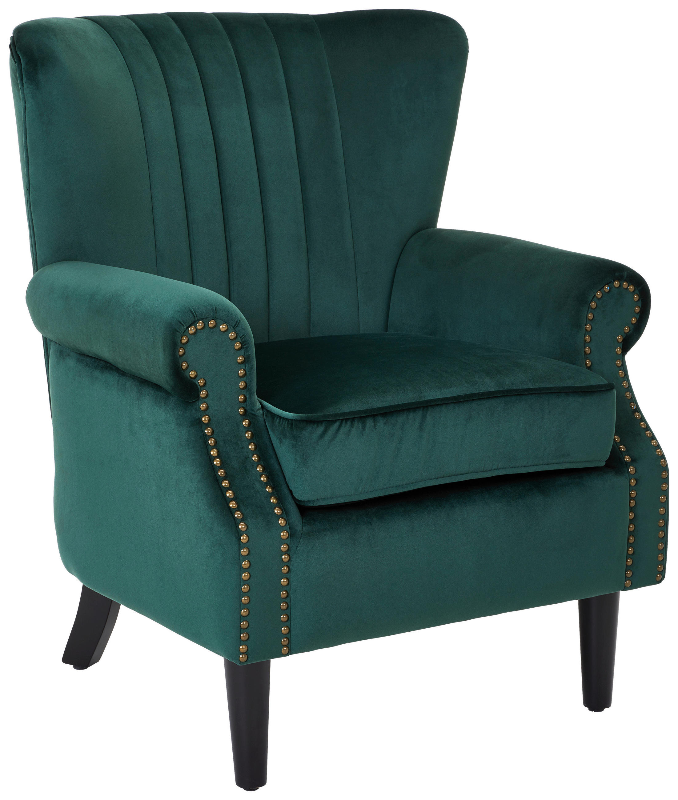 SESSEL Samt Schwarz, Dunkelgrün    - Dunkelgrün/Schwarz, Trend, Holz/Textil (75/92/76cm) - Xora