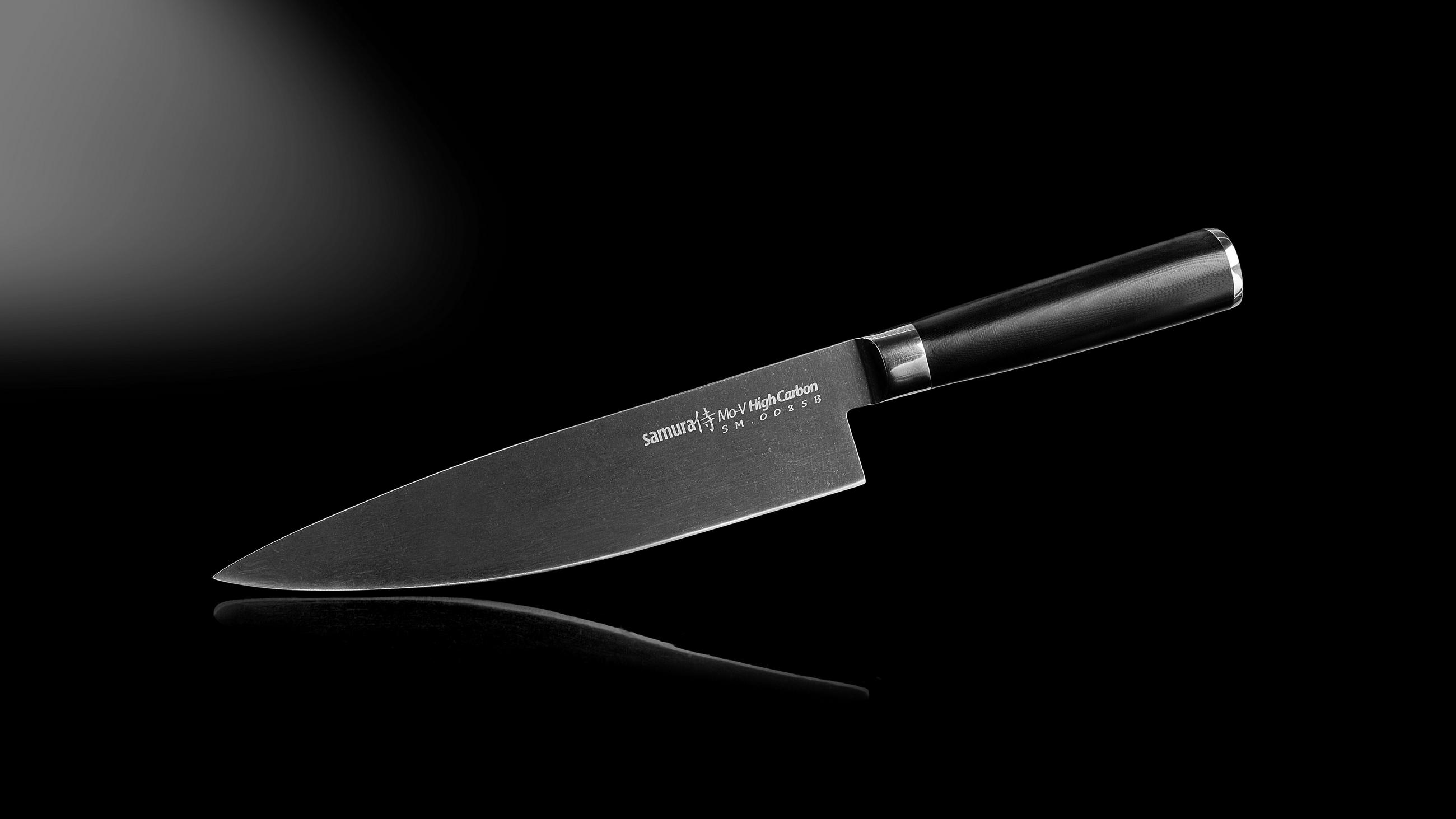 NOŽ ZA ŠEFA KUHINJE  MO-V 34,5/5,1/2,8 cm           nerjaveče jeklo - črna, Basics, kovina/leseni material (34,5/5,1/2,8cm) - Samura