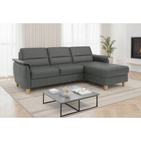 ECKSOFA PALMERA E Anthrazit Echtleder  - Eichefarben/Anthrazit, Basics, Leder/Holz (244/163cm) - Sit & More
