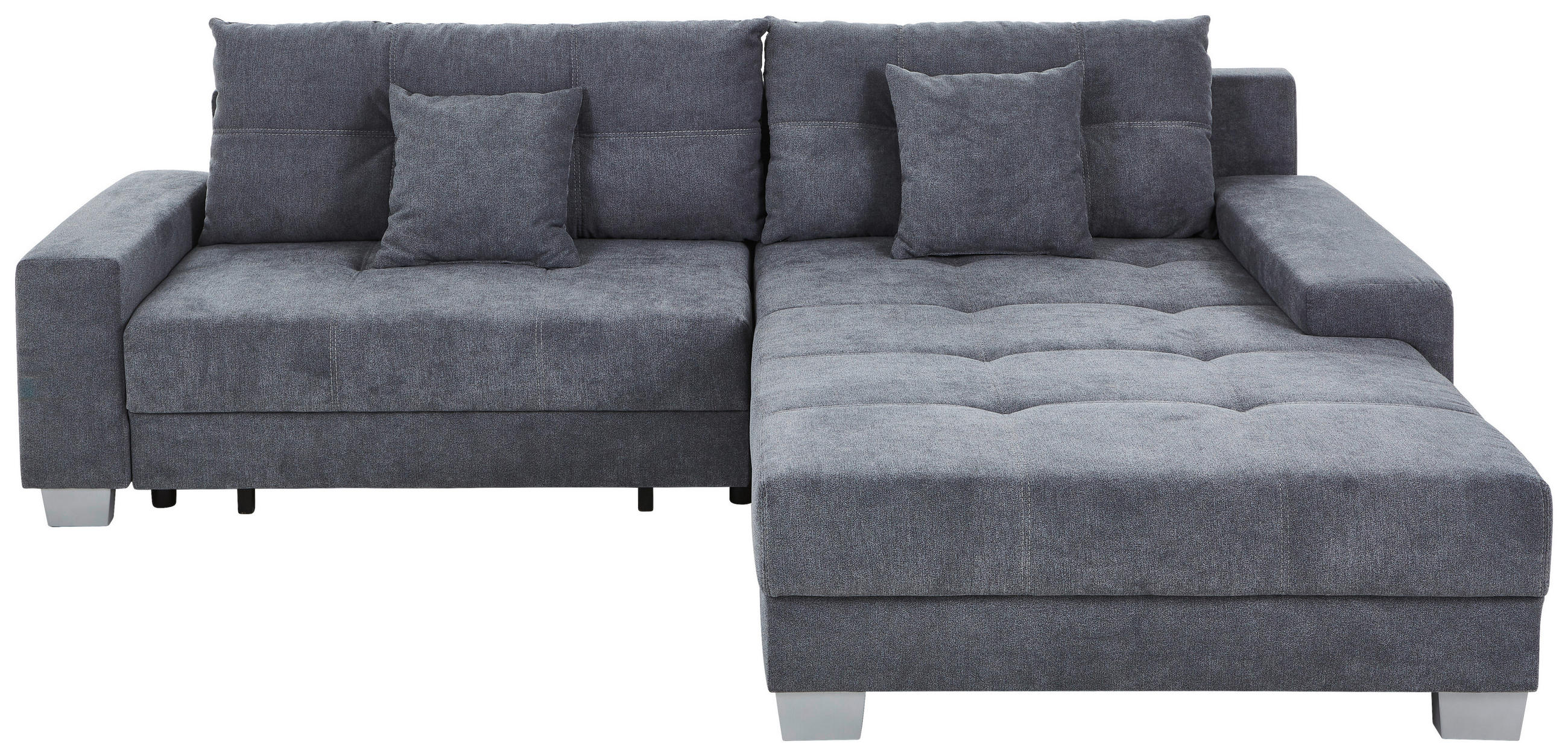 WOHNLANDSCHAFT Dunkelgrau Flachgewebe - Dunkelgrau/Silberfarben, KONVENTIONELL, Holz/Textil (273/192cm) - Carryhome