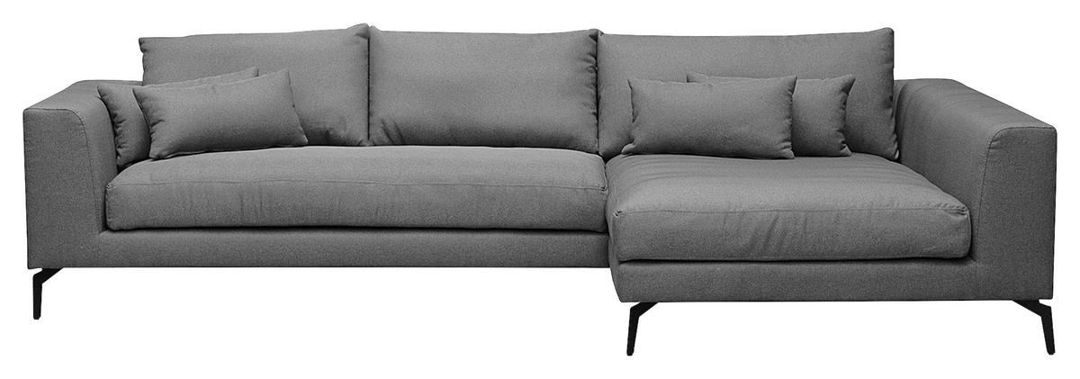 ECKSOFA Dunkelgrau Flachgewebe  - Dunkelgrau/Schwarz, Design, Textil/Metall (313/172cm) - Livetastic