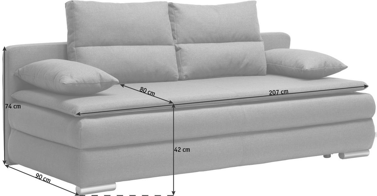 KANAPÉÁGY világoskék  - ezüst/világoskék, Konventionell, műanyag/textil (207/94/90cm) - Venda
