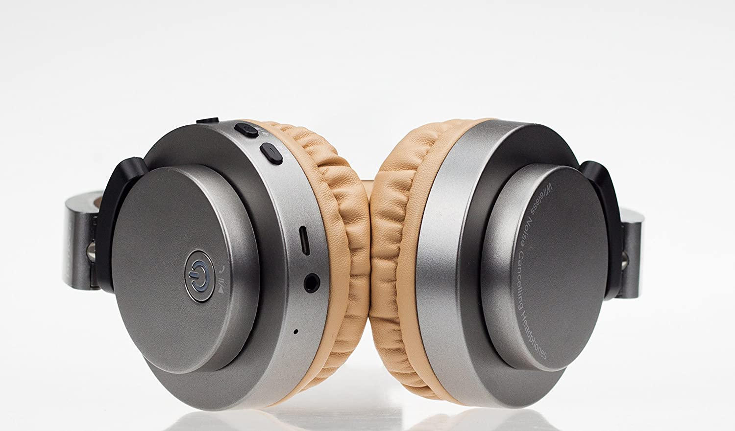 BLUETOOTH-KOPFHÖRER MIT MIKRO - Chromfarben/Beige, Design, Leder/Kunststoff (17/19,5cm)