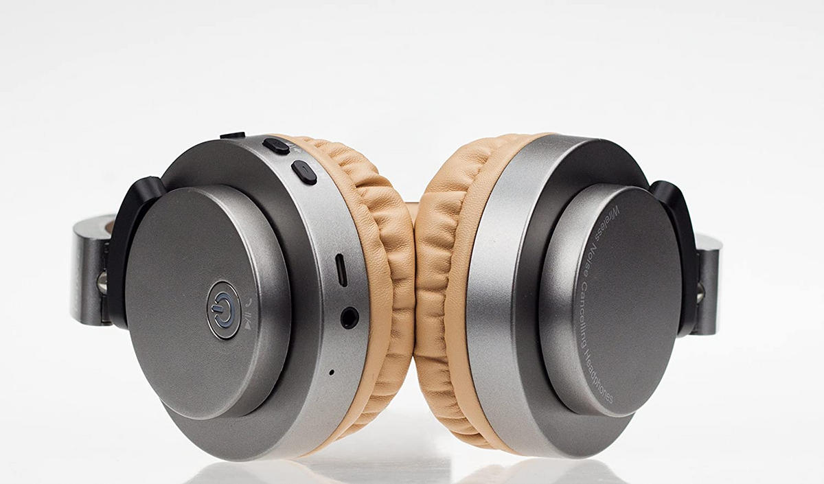 BLUETOOTH-KOPFHÖRER MIT MIKRO - Chromfarben/Beige, Design, Leder/Kunststoff (17/19,5cm)