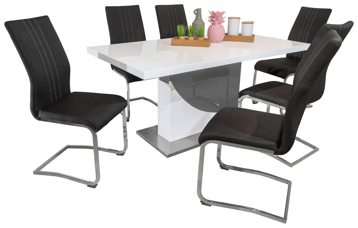 STOL ZA BLAGOVAONICU  crna, bijela  metal, drvni materijal  - bijela/crna, Design, drvni materijal/metal (160/90/76cm) - Xora