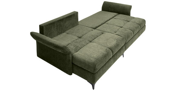 ECKSOFA Olivgrün Chenille  - Schwarz/Olivgrün, KONVENTIONELL, Textil/Metall (291/153cm) - Hom`in