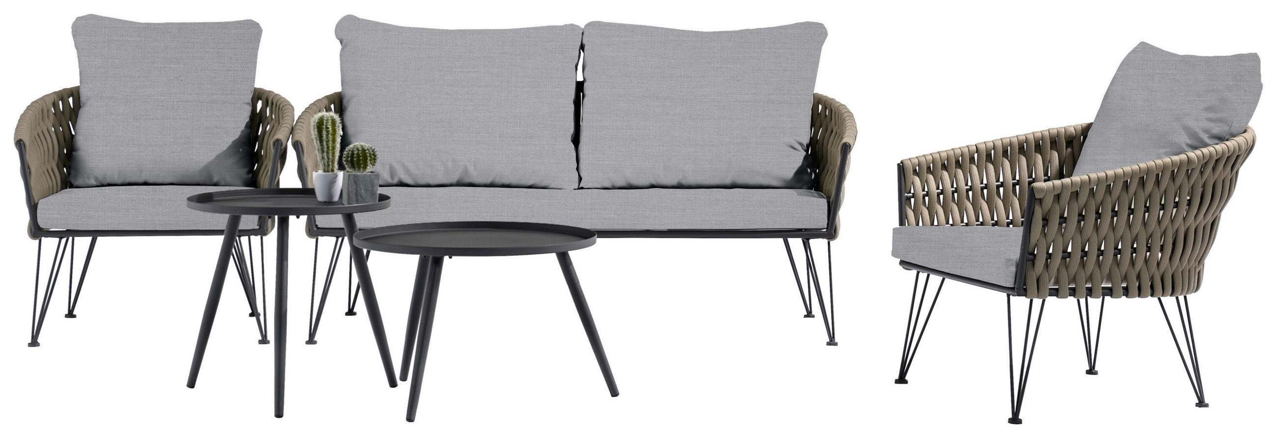 Loungegarnitur 5-tlg. Palma Aus Stahl Mit Kissen