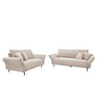 SITZGARNITUR Cord Beige  - Beige/Schwarz, Design, Textil/Metall - Livetastic