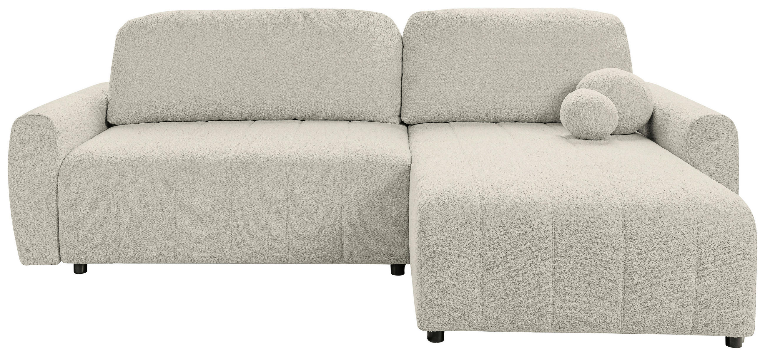 ECKSOFA LUNA Beige Struktur, Bouclé  - Beige/Schwarz, Basics, Kunststoff/Textil (260/161cm) - Livetastic