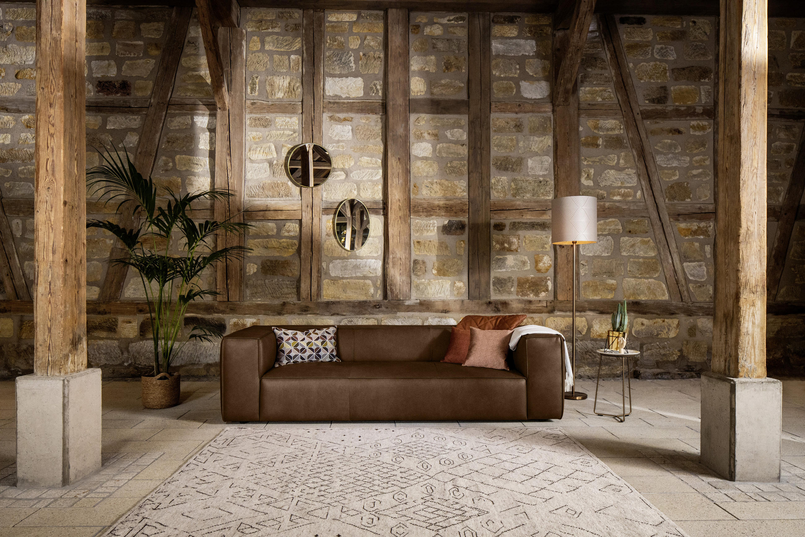 3-SITZER-SOFA Echtleder Dunkelbraun  - Dunkelbraun/Schwarz, MODERN, Leder/Kunststoff (260/66/104cm) - Chilliano