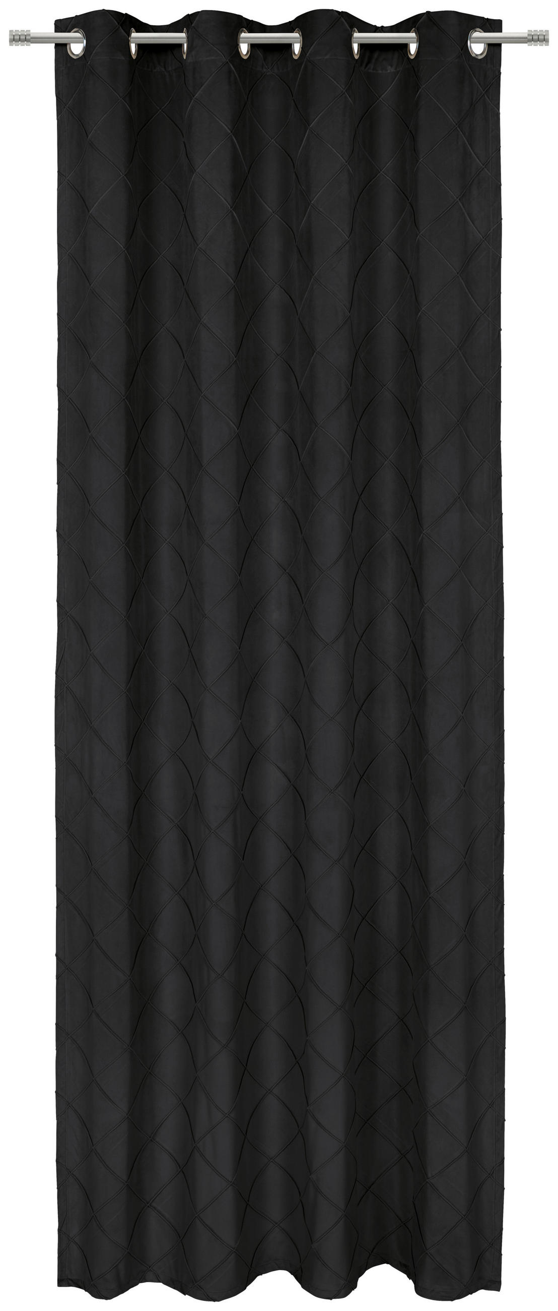 Perdea Cu Inele Tip Capsă opac  - negru, Basics, textil (135/245cm) - Esposa
