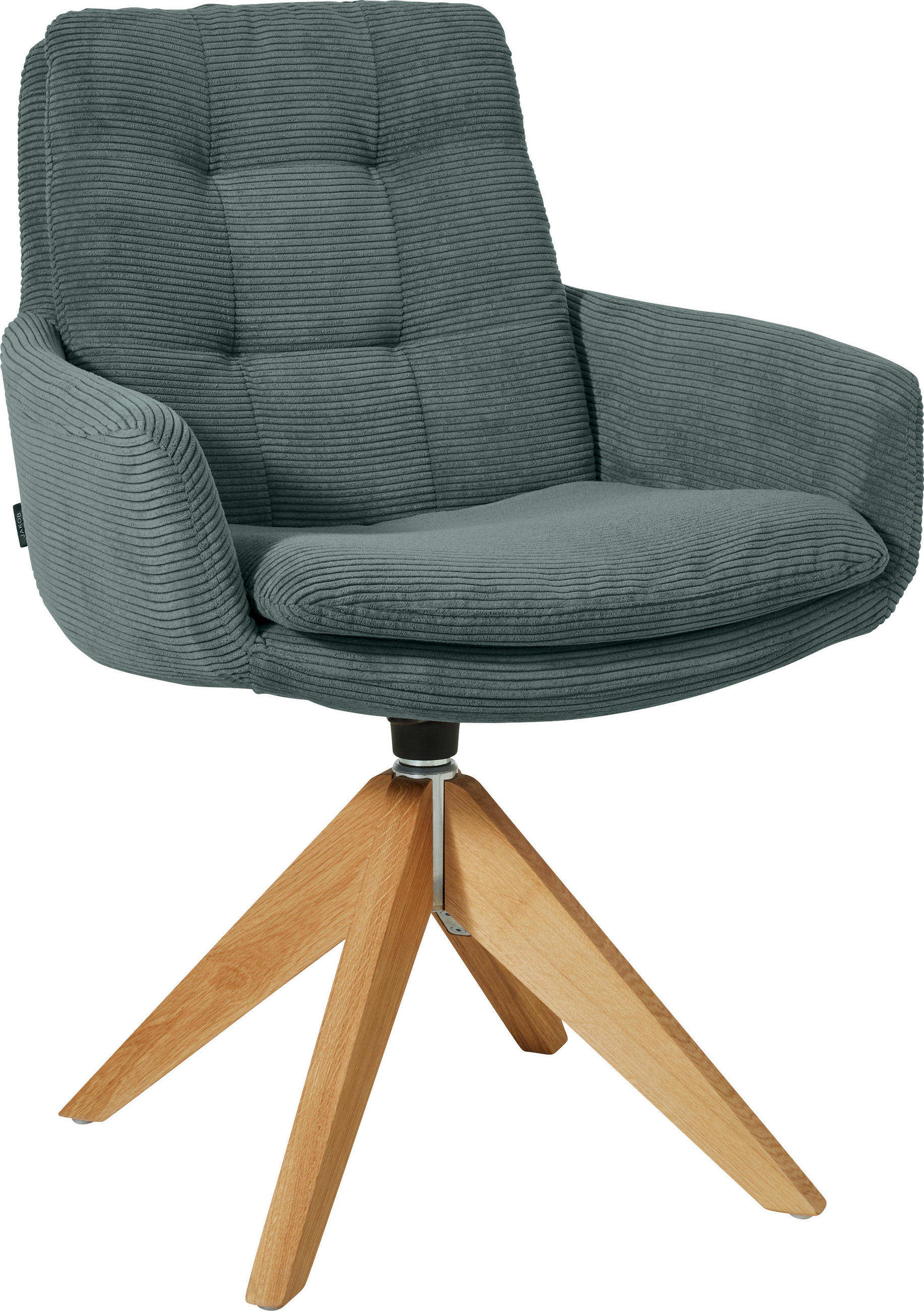 ARMLEHNSTUHL  in Cord  - Eichefarben/Grün, Design, Holz/Textil (63/90/69cm) - Johann Jakob