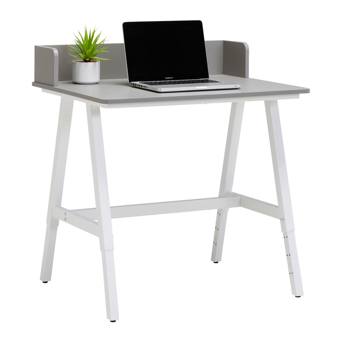 PISAĆI STOL  siva, bijela  metal  - bijela/siva, Moderno, drvni materijal/metal (80/54-85/60cm)