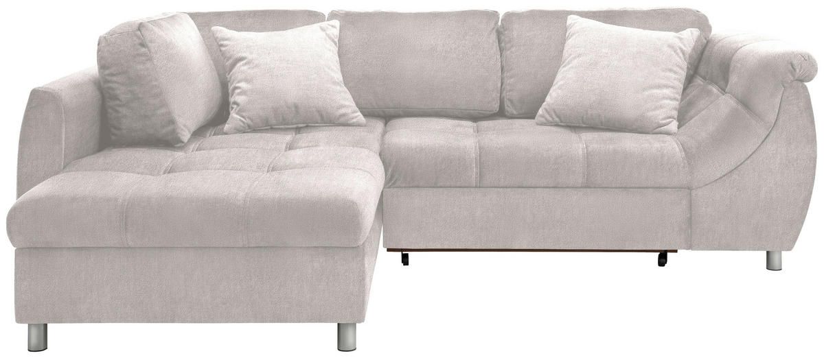 ECKSCHLAFSOFA in Mikrofaser Beige  - Chromfarben/Beige, Modern, Textil/Metall (190/250cm) - Livetastic