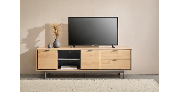 LOWBOARD META 180/56,2/40 cm 2 Schublade(n) Beimöbel erhältlich, stehend  - Eichefarben/Anthrazit, Design, Holzwerkstoff/Metall (180/56,2/40cm) - Xora