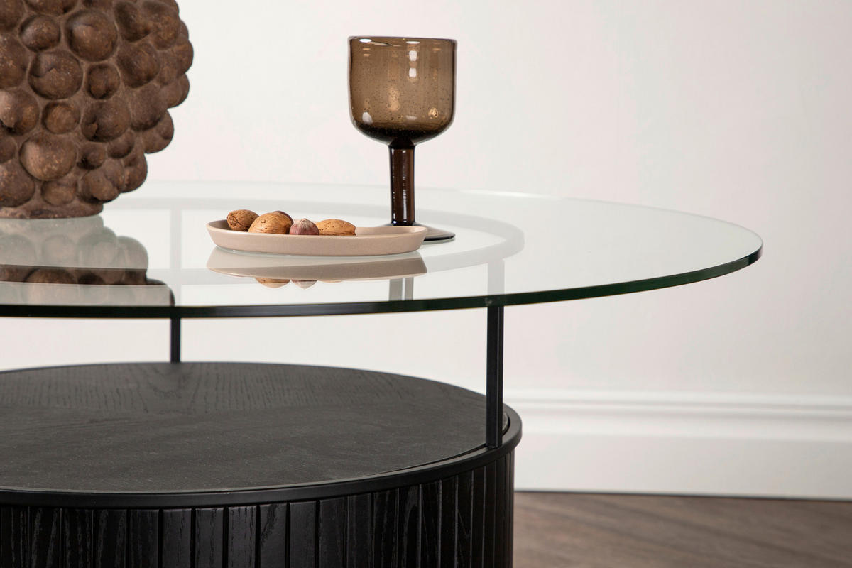 COUCHTISCH in Holz, Glas 90/90/40 cm  - Klar/Schwarz, Design, Glas/Holz (90/90/40cm) - Livetastic