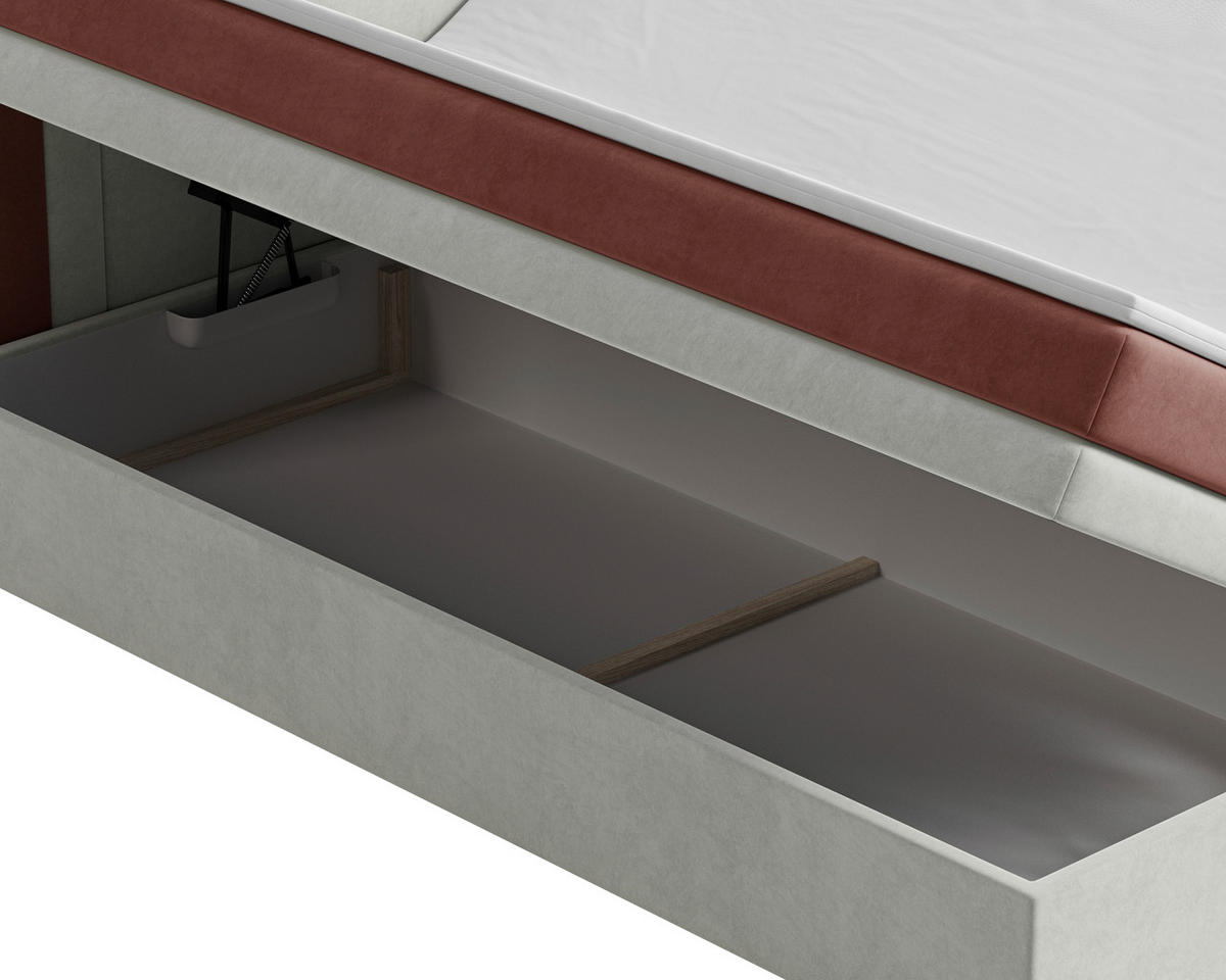 BOXBETT 140/200 cm  in Creme, Rosa, Beere  - Beere/Creme, MODERN, Holz/Kunststoff (140/200cm) - MID.YOU