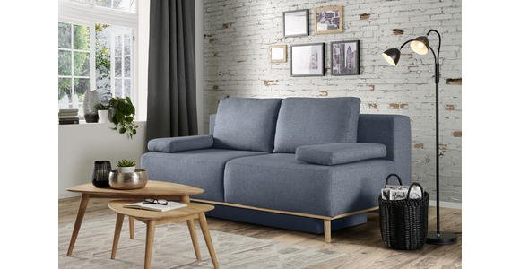 BOXSPRINGSOFA Blau, Grau  - Blau/Grau, Design, Holz/Textil (203/97/107cm) - Dieter Knoll