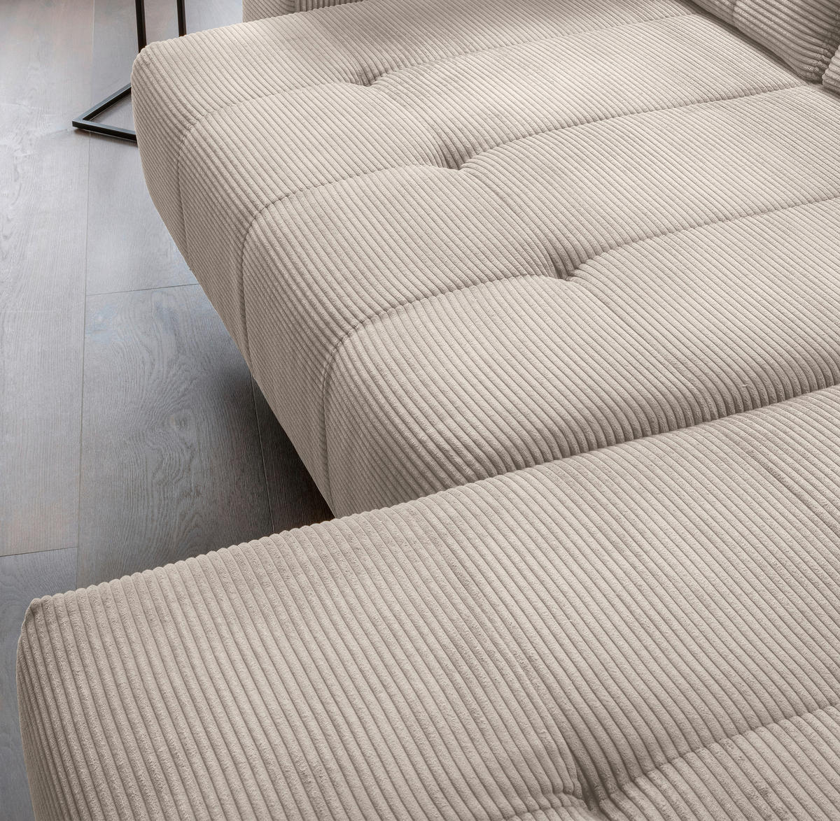 ECKSOFA in Cord Beige  - Beige/Schwarz, Modern, Textil/Metall (272/200cm) - Livetastic