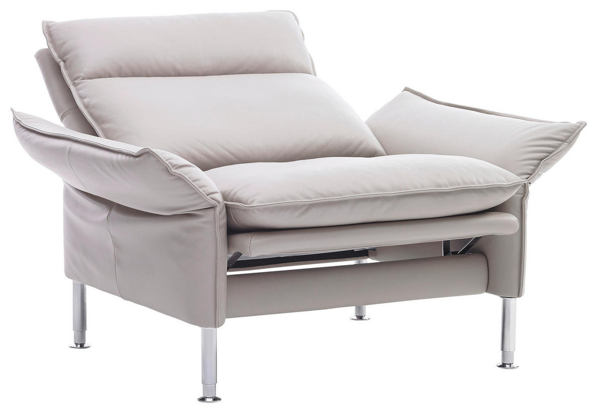 SESSEL Echtleder Beige    - Chromfarben/Beige, KONVENTIONELL, Leder/Metall (88/93/88cm) - Erpo