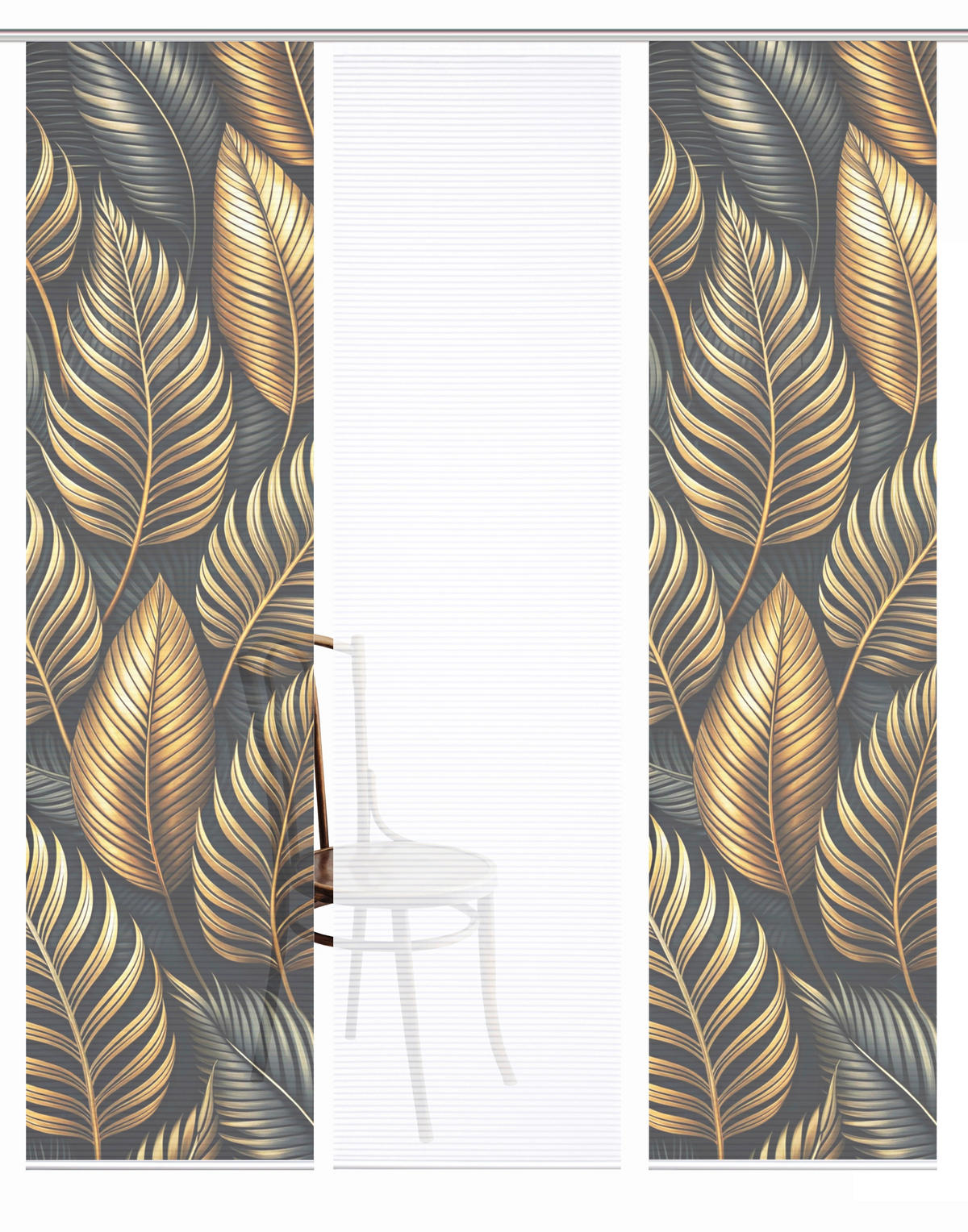 FLÄCHENVORHANG  3 Stück  blickdicht  60/245 cm   - Anthrazit/Goldfarben, Natur, Textil (60/245cm)