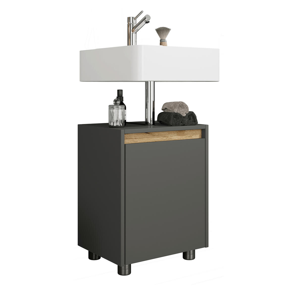WASCHBECKENUNTERSCHRANK 42/55/33 cm  - Honigeiche/Anthrazit, Trend, Holzwerkstoff/Kunststoff (42/55/33cm) - MID.YOU