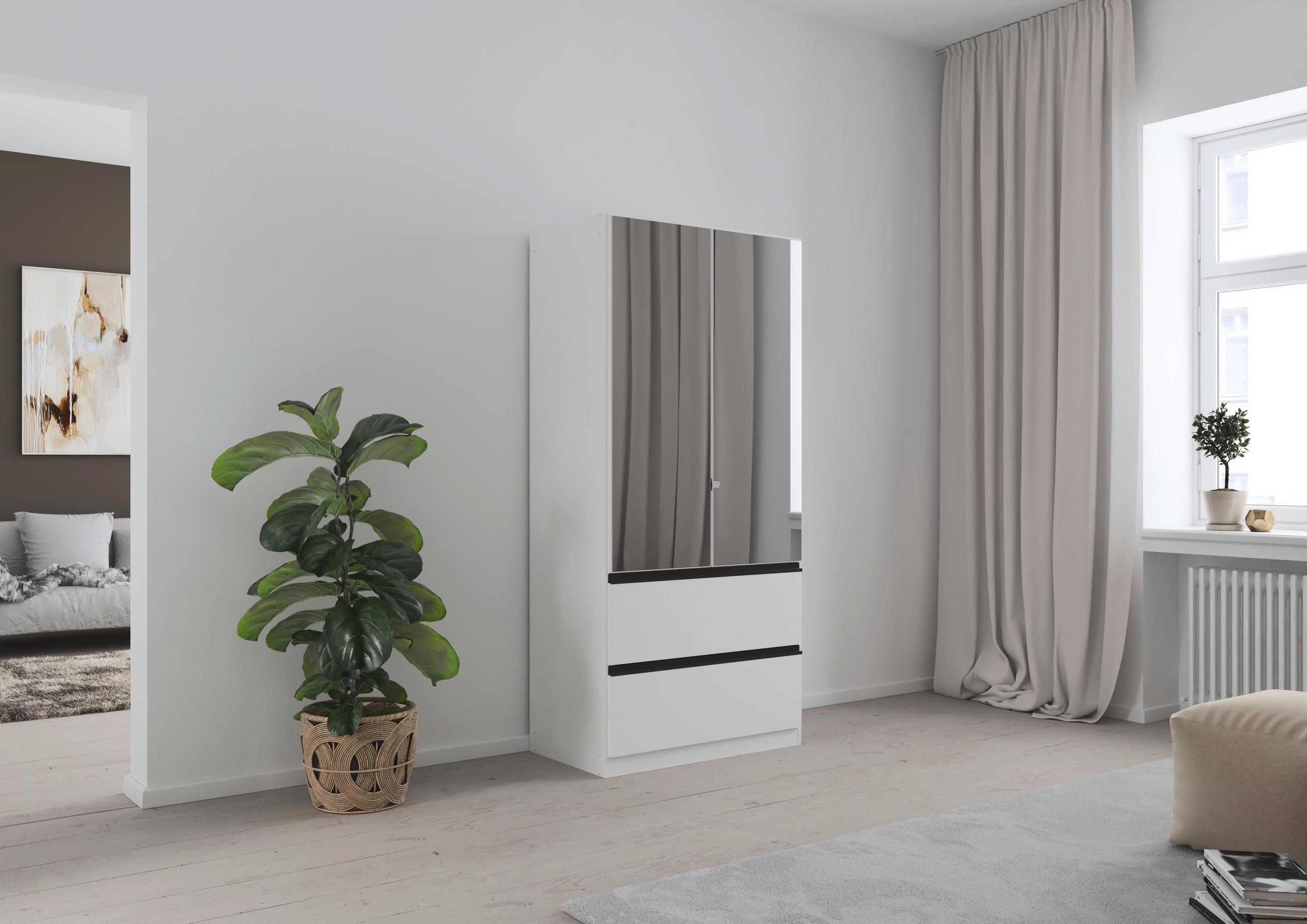 DREHTÜRENSCHRANK in Weiss  - Weiss/Grau, Modern, Holzwerkstoff (91/197/54cm) - Rauch Möbel