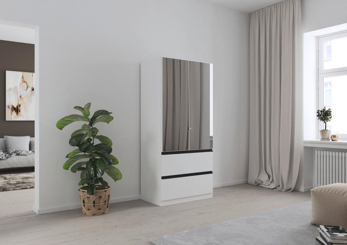 DREHTÜRENSCHRANK in Weiss  - Weiss/Grau, Modern, Holzwerkstoff (91/197/54cm) - Rauch Möbel