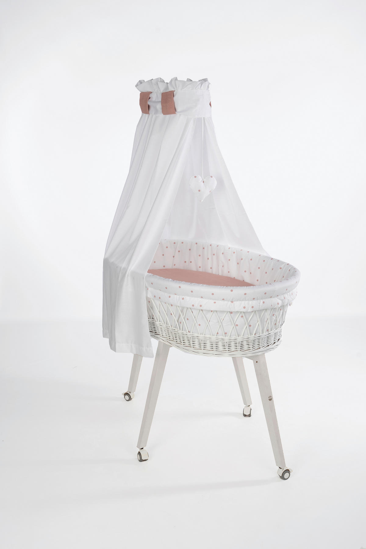 STUBENWAGENSET Textile Ausstattung Punkte   - Rosa/Weiß, Basics, Kunststoff/Textil (130/180cm) - Mionido